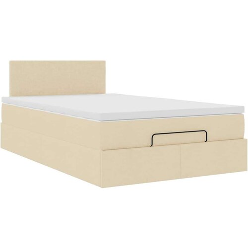 vidaXL Otomanski posteljni okvir z vzmetnico krem 120x190 cm blago, (21608169) Cene