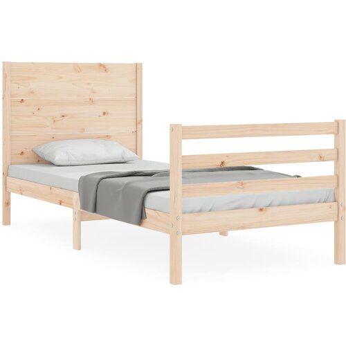 Maison Chic Posteljni Okvir - Dvoposteljna postelja z vzglavjem trden les, (22080257) Cene