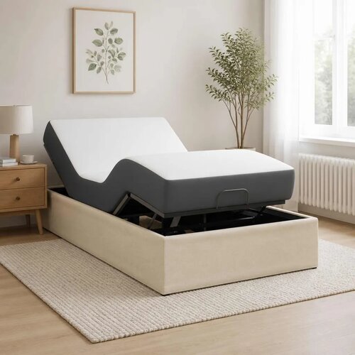  Električni podesivi okvir kreveta Krem 200 x 70 x 33 5 cm Čelik - Krem 70 x 200 cm Slike