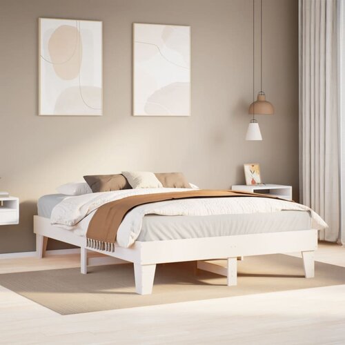 vidaXL Posteljni okvir brez vzmetnice bel 150x200 cm trdna borovina Cene