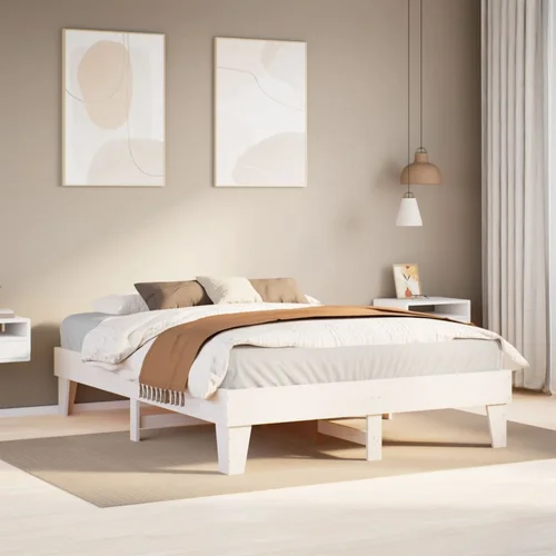 vidaXL Posteljni okvir brez vzmetnice bel 150x200 cm trdna borovina vidaXL Posteljni okvir brez vzmetnice bel 150x200 cm trdna borovina