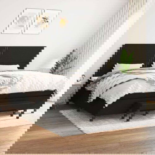  Box spring postelja z vzmetnico črn 200x200 cm blago, (20761080) Slike