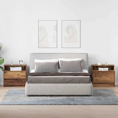  Noćni ormarići s ladicom 2 kom staro drvo 51x31x47 cm Slike