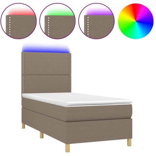 Maison Chic Box spring postelja - Vzmetna postelja z vzmetnico LED taupe 90x200 cm blago SL16290, (21895707) Cene
