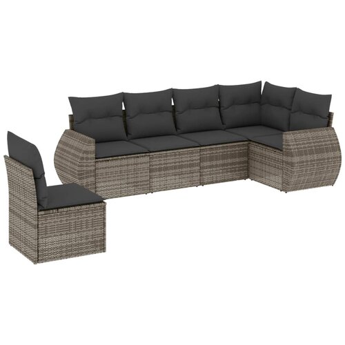  6-dijelni set vrtnih sofa od poliratana s jastucima sivi Slike