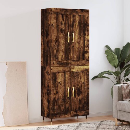 vidaXL Visoka komoda dimljeni hrast 69 5x34x180 cm konstruiranog drva Cijene