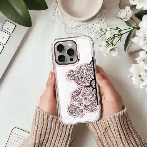 Teddy BEAR maska ​​za iPhone 16 Pro Max - pink Slike
