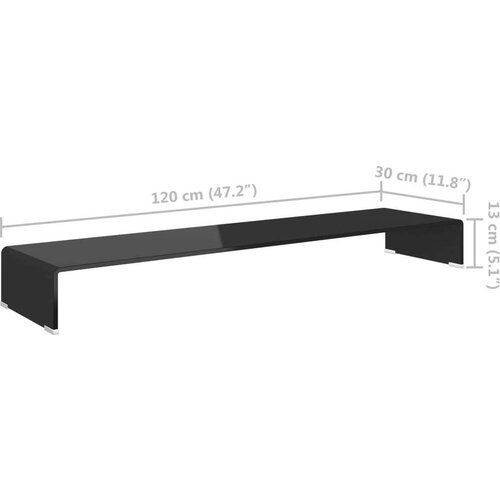 VidaXL Stalak za TV /Monitor Staklo Crna boja 120x30x13 cm Slike
