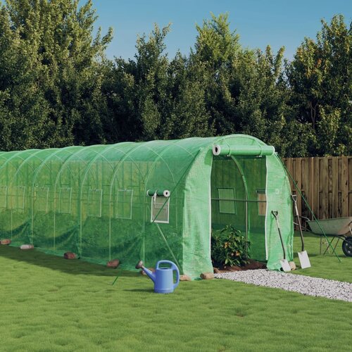 VidaXL Rastlinjak z jeklenim ogrodjem zelen 32 m&amp;sup2; 16x2x2 m Slike