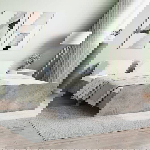  The Living Store Posteljni okvir z vzglavjem in vznožjem betonsko siv 140x190 cm - Posteljni Okvir, (21524658) Cene