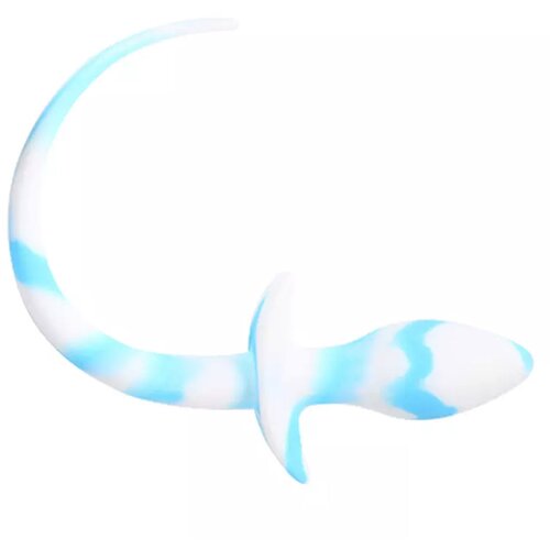 Kiotos anal plug dog tail white/blue Cene