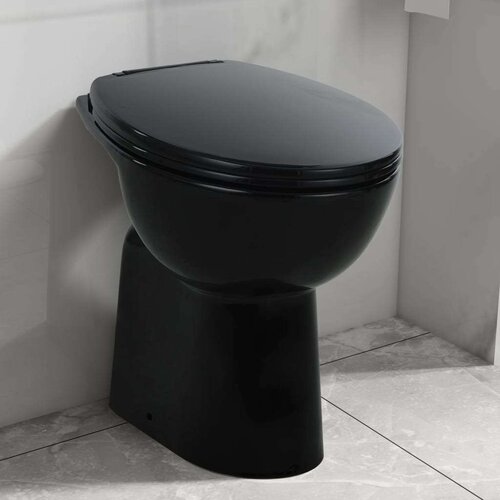 Brez Visoka WC školjka brez roba počasno zapiranje 7 cm višja črna Cene