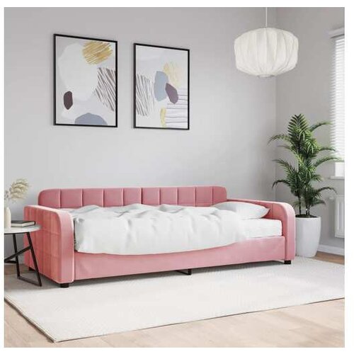 VidaXL Dnevna postelja z vzmetnico roza 90x200 cm žamet Slike