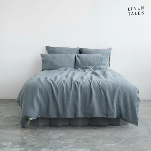 Linen Tales Svetlo modra lanena posteljnina za zakonsko posteljo 200x200 cm – Linen Tales