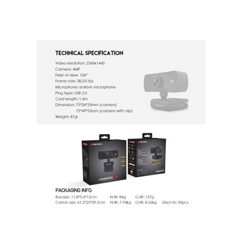 Fantech web kamera C30 luminous crna Slike