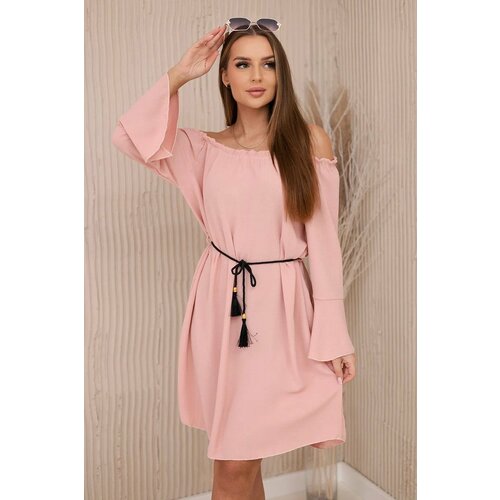 Kesi Dress with a drawstring waist - powder pink Slike