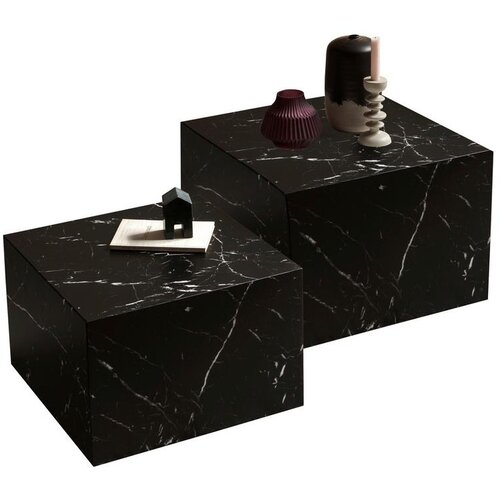 Livetastic Set Klubskih Mizic Marble, Črna, 2-Delni Cene