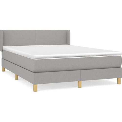  Krevet s oprugama i madracem svjetlosivi 140x190 cm od tkanine Slike