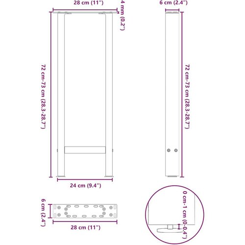  Noge stolića za kavu 2 kom bijele 28x(72-73) cm čelik Slike