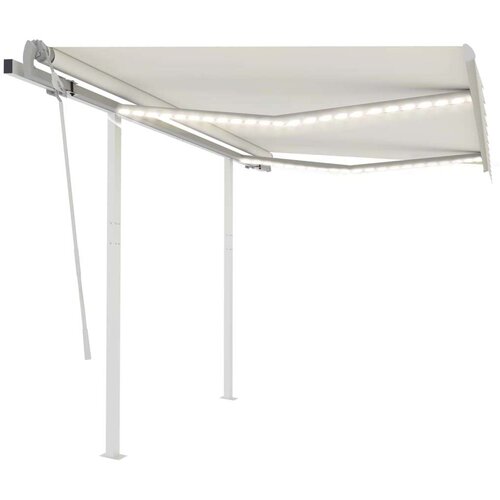 Tenda na ručno uvlačenje s LED svjetlima 3 5 x 2 5 m krem Cijene