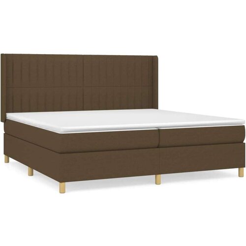  Krevet s oprugama i madracem tamnosmeđi 200x200 cm od tkanine Slike