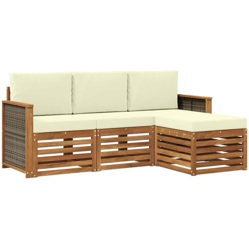  Set vanjskih sofa 4 kom. Prirodna i krem Smeđa Slike