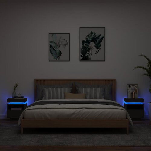 VidaXL Nočna omarica z LED lučkami 2 kosa črna 40x39x48,5 cm Slike