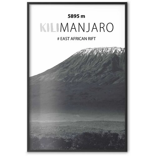  Plakat - The majestic Kilimanjaro mountain peak crown of mountains mountain landscape 29.7x42 Crni okvir Cene