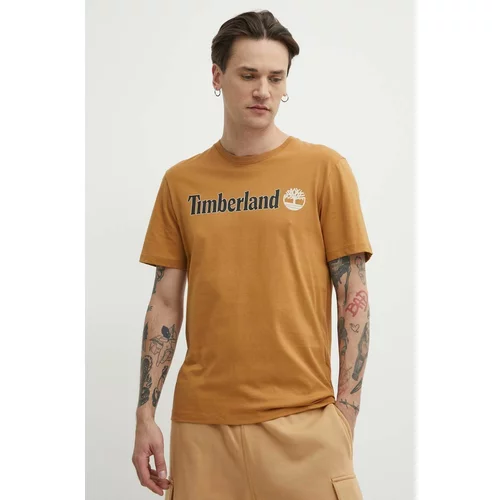 Timberland Bombažna kratka majica moška, rjava barva, TB0A5UPQP471