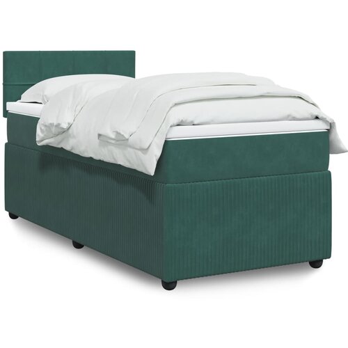 vidaXL Box spring postelja z vzmetnico temno zelen 90x190 cm žamet Cene