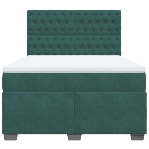 vidaXL Box spring postelja z vzmetnico temno zelena 160x200 cm žamet, (21307625) Cene