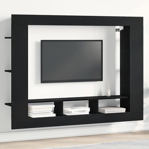 TV ormar Zidne Crni hrast 152 x 22 x 113 cm Konstruirano drvo Cijene