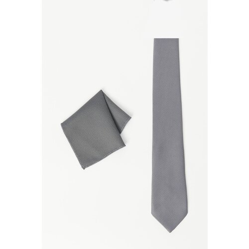 ALTINYILDIZ CLASSICS Men's Gray Patterned Tie-handkerchief Set Cene