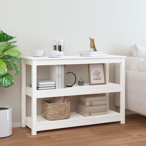 vidaXL Konzolna mizica bela 110x40x74 cm trdna borovina Cene