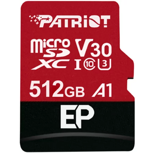 Patriot microSD spominska kartica 512GB EP SDXC A1 / V30, 100MBs PEF512GEP31MCX