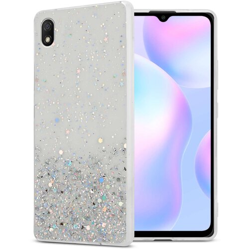 Cadorabo Ohi&scaron;je, združljivo z Xiaomi RedMi 9A / RedMi 9AT in prozorna z ble&scaron;čicami - Za&scaron;čitni ovitek iz prožnega silikona TPU s svetlečimi ble&scaron;čicami, (20860385) Cene