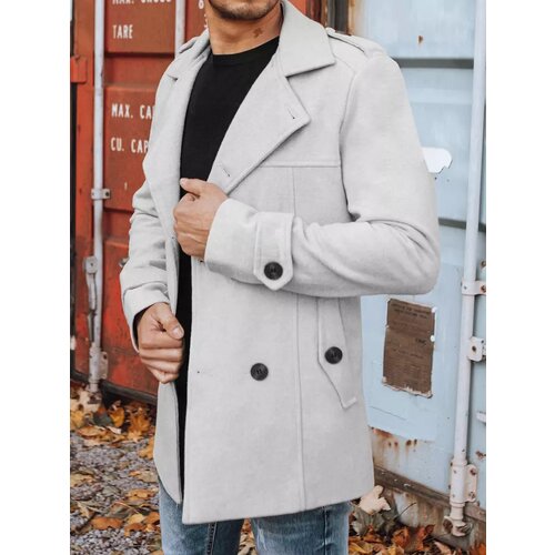 DStreet Men&amp;#039;s double-breasted coat, light gray CX0421z Slike