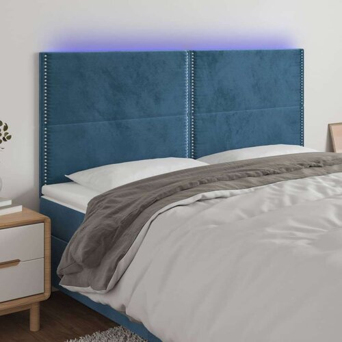  Posteljno vzglavje temno modro 160x5x118/128 cm žamet, (20933305) Cene