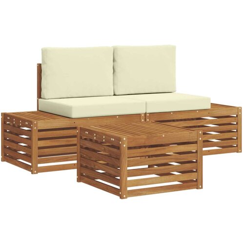  Set vanjskih sofa s jastukom 3 Komad Prirodna i krem Slike