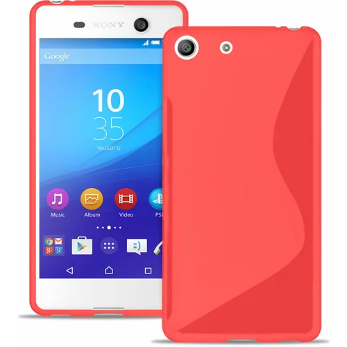  Gumijasti / gel etui S-Line za Sony Xperia M5 - rdeči