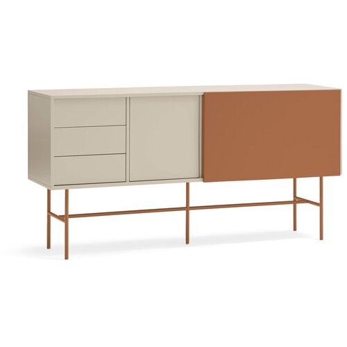 Teulat Opečnato oranžna/bež nizka komoda z drsnimi vrati 180x91 cm Nube &amp;ndash; Slike