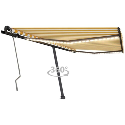  Ročno zložljiva tenda z LED lučkami 400x350 cm rumena in bela, (20728667) Cene
