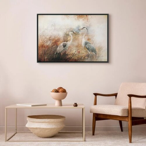  Slika - Herons on the Hunt (1 Part) Wide 60x40 U crnom drvenom okviru Slike