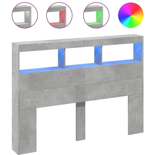 Maison Chic posteljno vzglavje - vzglavna omarica - nočna omarica led betonsko siva 140x17x102 cm, (21705467) Slike