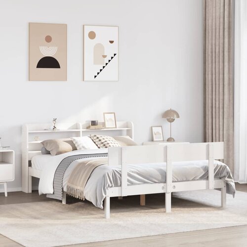 Furnova Posteljni okvir brez vzmetnice bel 140x190 cm trdna borovina, (21936446) Slike