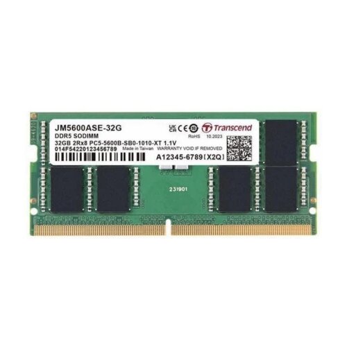 Transcend DDR5 32GB SO-DIMM 5600MT/s, On-die ECC, CL46 1.1V, 262-pin 2Rx8 (2Gx8)x16 Slike