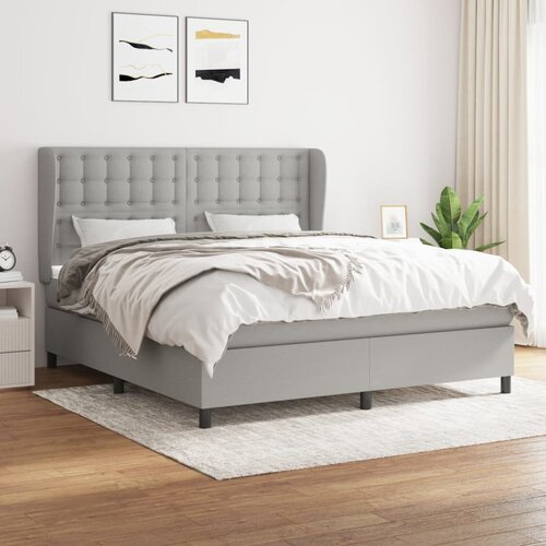 The Living Store Box spring postelja z vzmetnico svetlo siva 160x200 cm žamet - Box Spring Postelja, (21491918) Slike