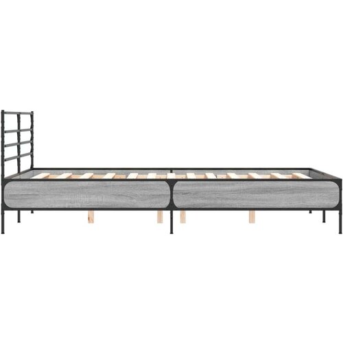  Posteljni okvir siva sonoma 135x190 cm inženirski les in kovina Slike