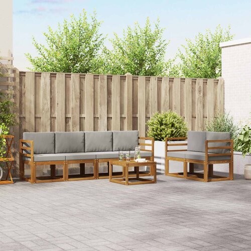  Set vanjskih sofa 7 pcs Prirodna i svijetlo siva Cene