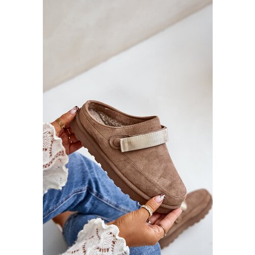Kesi Women's insulated slippers with fur on a platform Azida brown Cijene